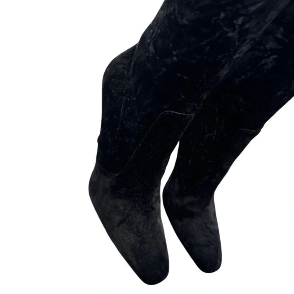 SAINT LAURENT Velvet Talia Knee-High Boots 110 Black 41 - Picture 10 of 11